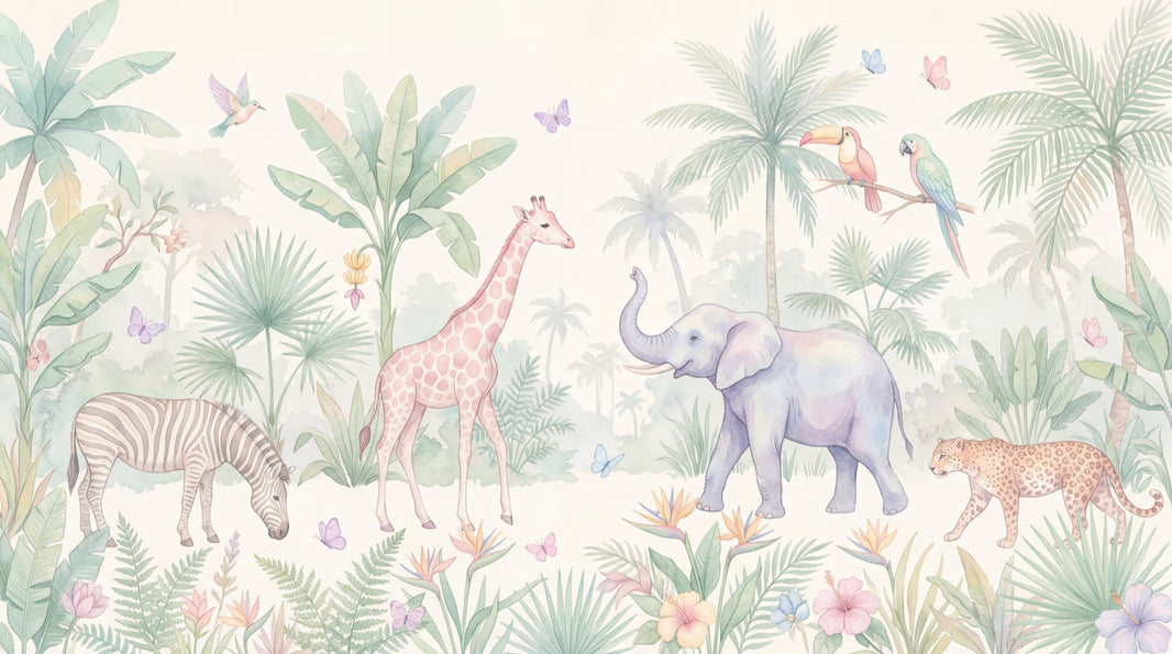 Pastel Butterflies Wallpaper Tropical Safari Wall Mural pattern artwork