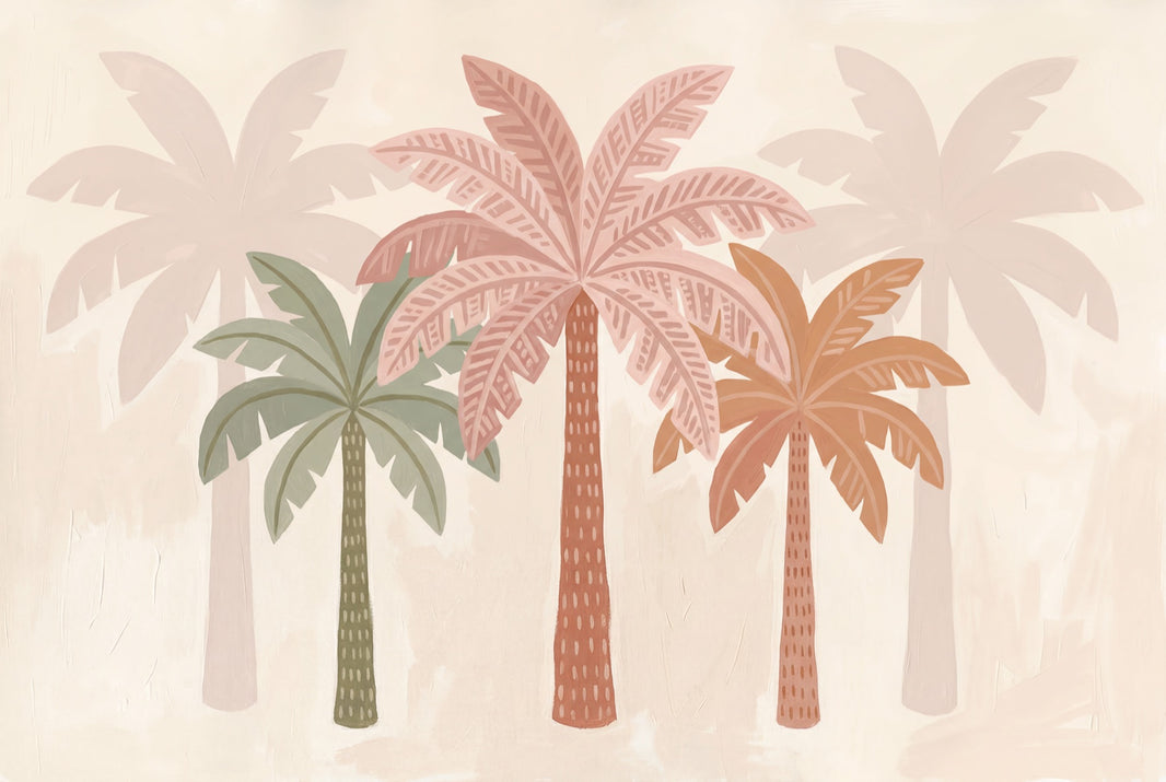 Palm Trees Wallpaper Pastel Tropical Wall Mural pattern artwork