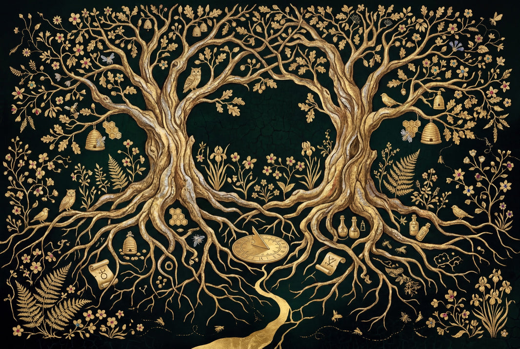 Enchanted Forest Wallpaper Black And Gold Tree Of Life Wall Mural pattern artwork