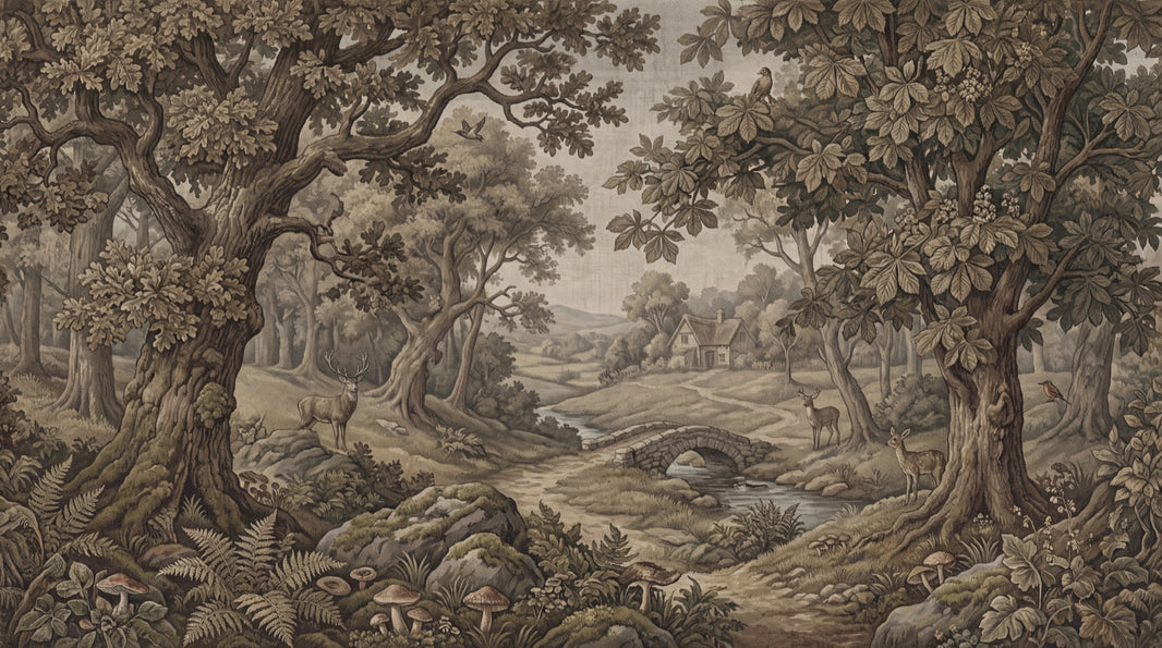 Woodland Wallpaper Trees Cottage Wall Mural pattern artwork