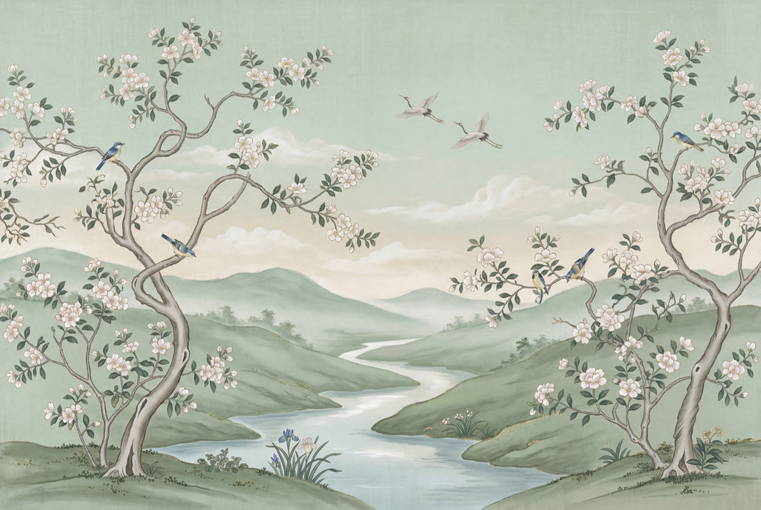 Muted Green Wallpaper Pastel Green Removable Sage Green Wall Decor pattern artwork
