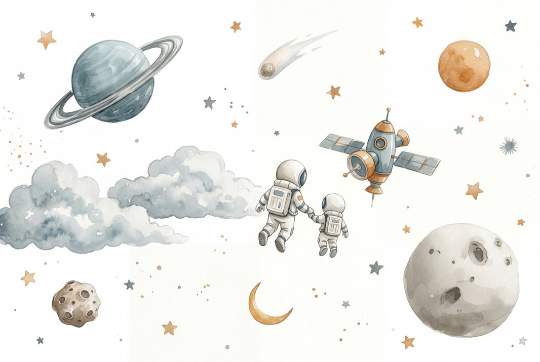 White Background Wallpaper Space Kids Removable Wall Decor pattern artwork