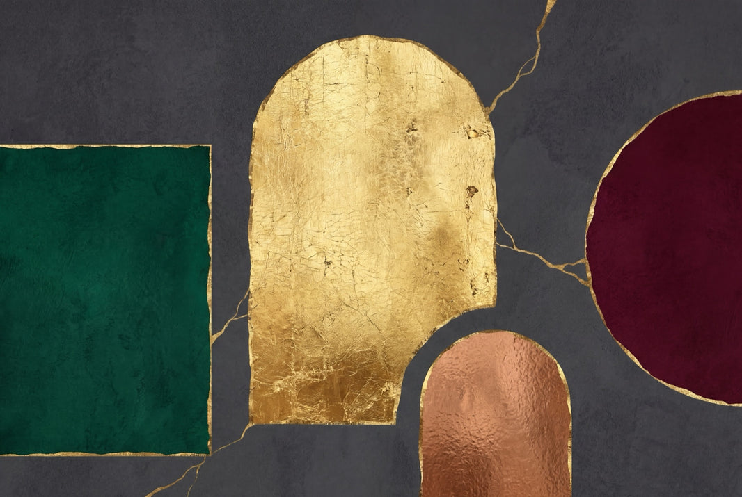 Metallic Gold Leaf Wallpaper Dark Abstract Art Deco Glam Removable Wall Decor pattern artwork