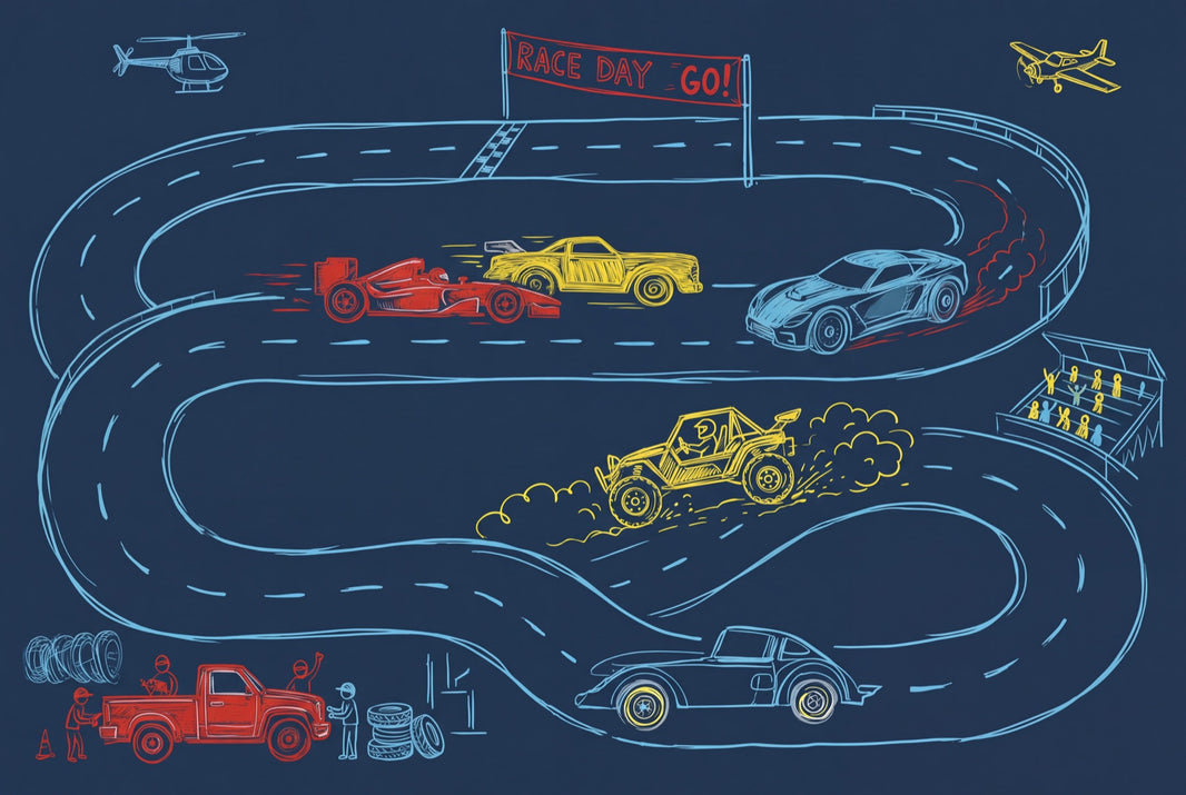 Racetrack Wallpaper Race Cars Chalkboard Sketch Removable Wall Decor pattern artwork