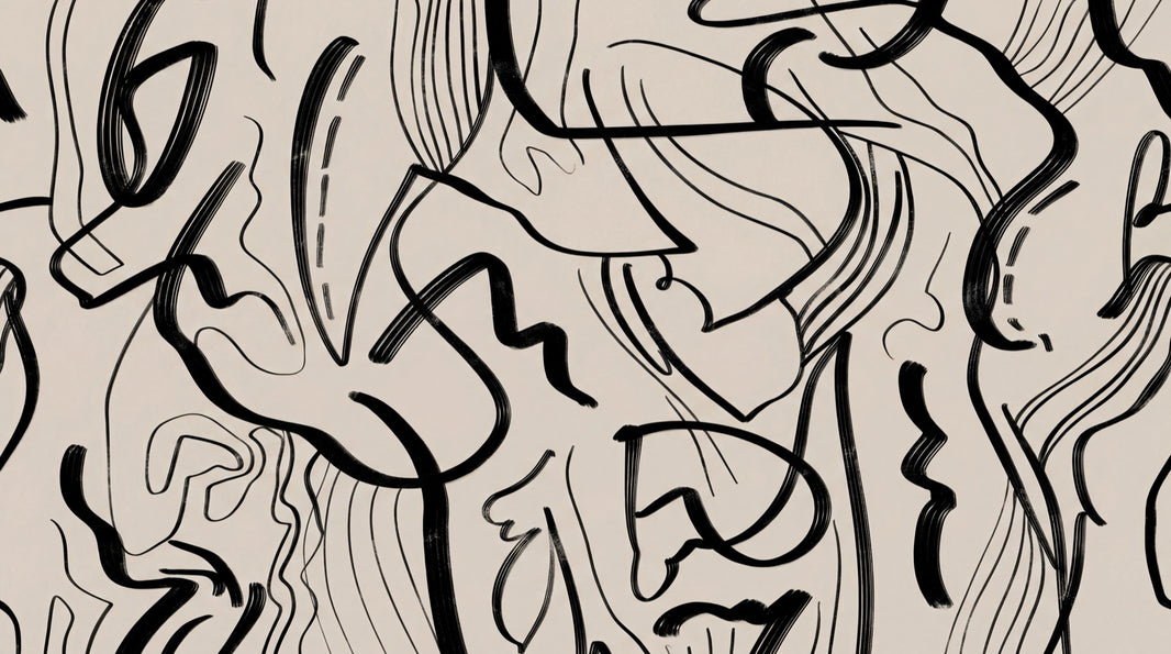 Abstract Wallpaper Black Lines Beige Removable Wall Decor pattern artwork