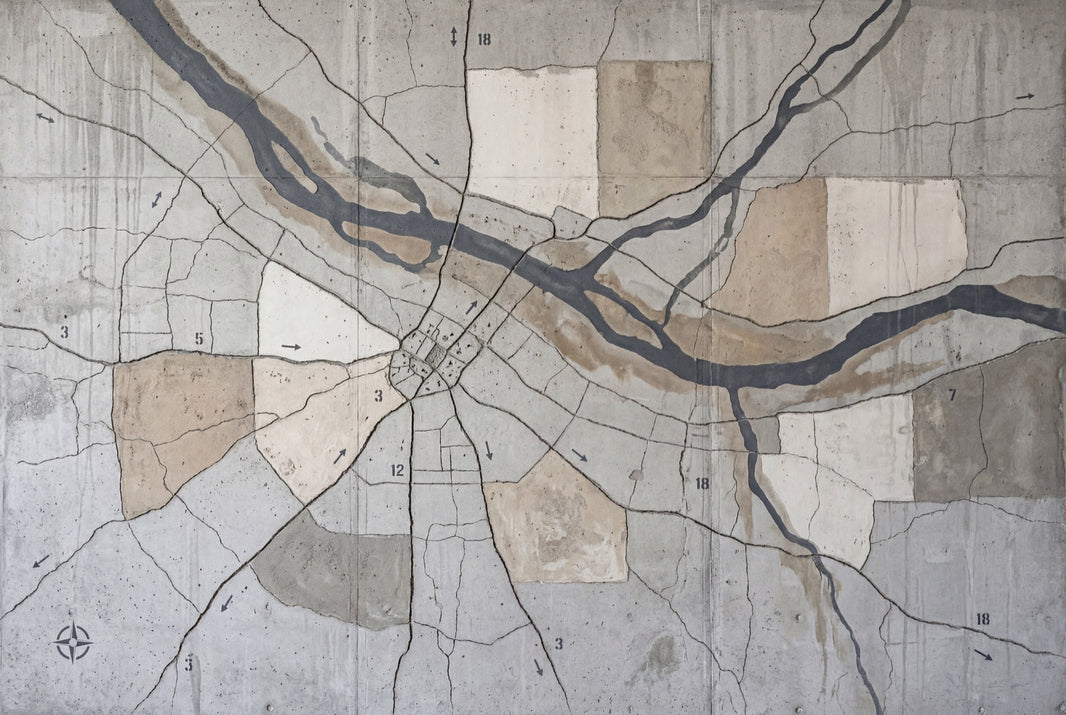 Concrete Texture Wallpaper Vintage Map Removable Industrial Wall Decor pattern artwork