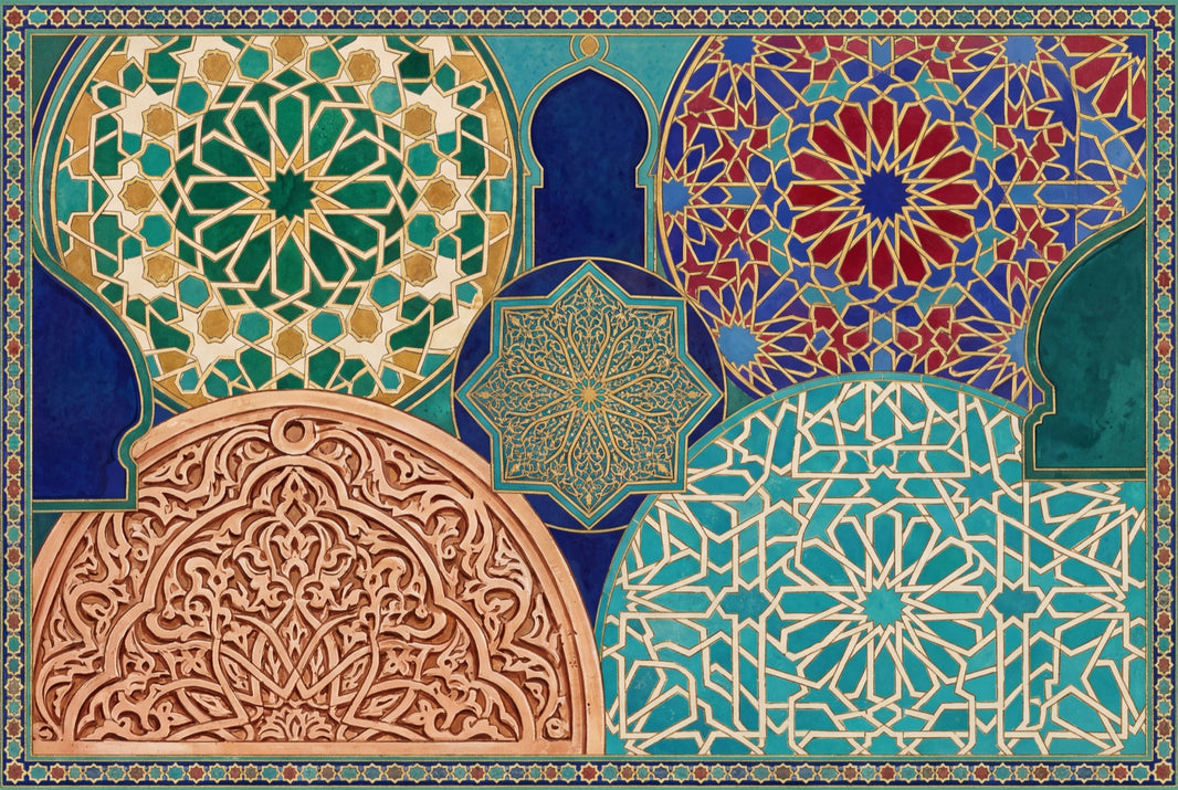 Moroccan Wallpaper Islamic Geometric Removable Mosaic Tile Wall Decor pattern artwork