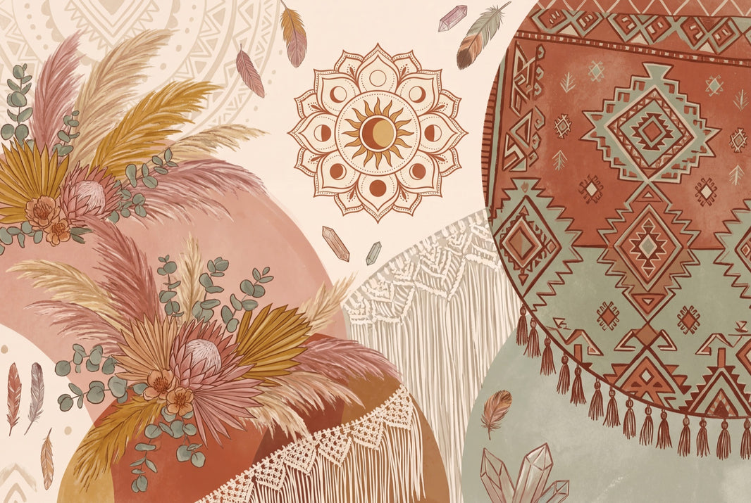 Boho Wallpaper Global Inspired Removable Moroccan Geometric Wall Decor pattern artwork