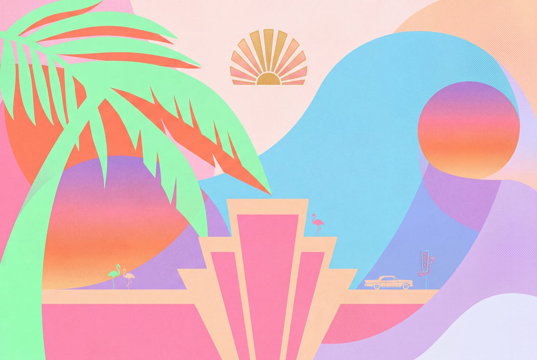 Art Deco Wallpaper Miami Vibe Tropical Wall Mural pattern artwork