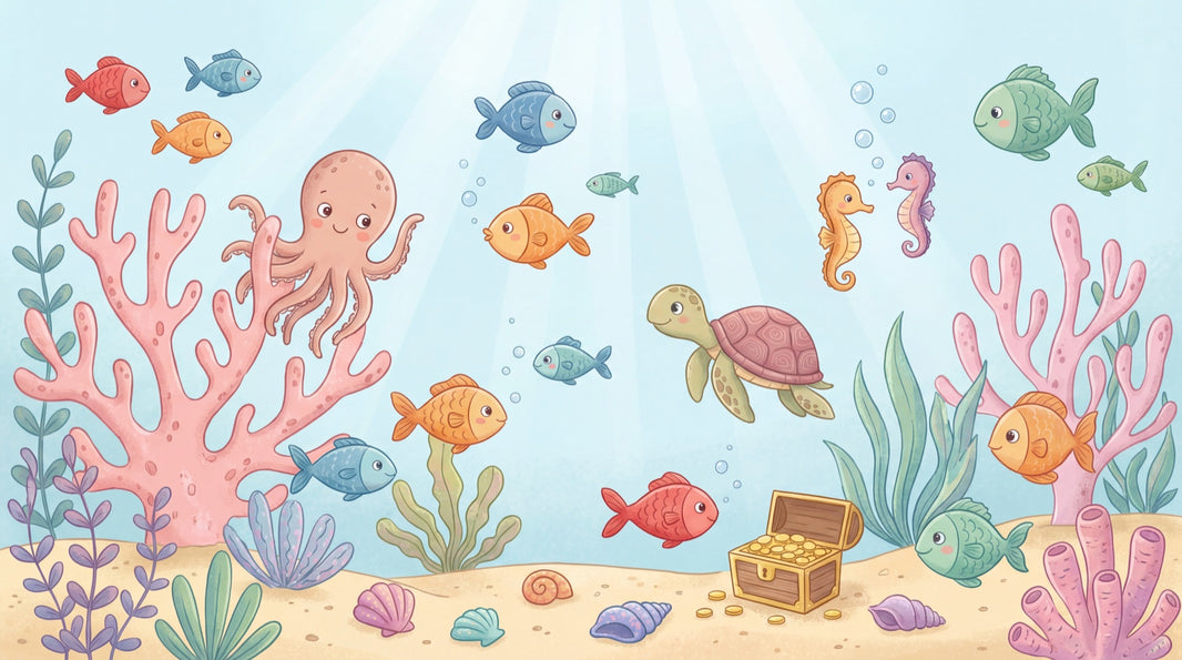 Underwater Wallpaper Sea Creatures Coral Removable Wall Decor pattern artwork