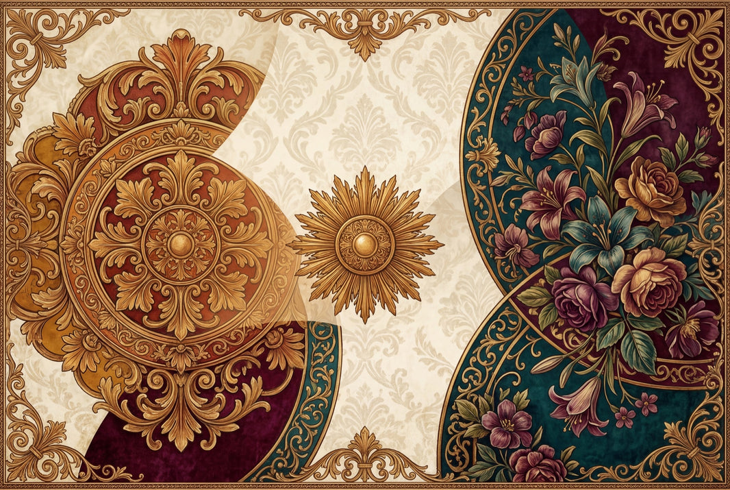 Baroque Wallpaper Gilded Vintage European Removable Wall Decor pattern artwork
