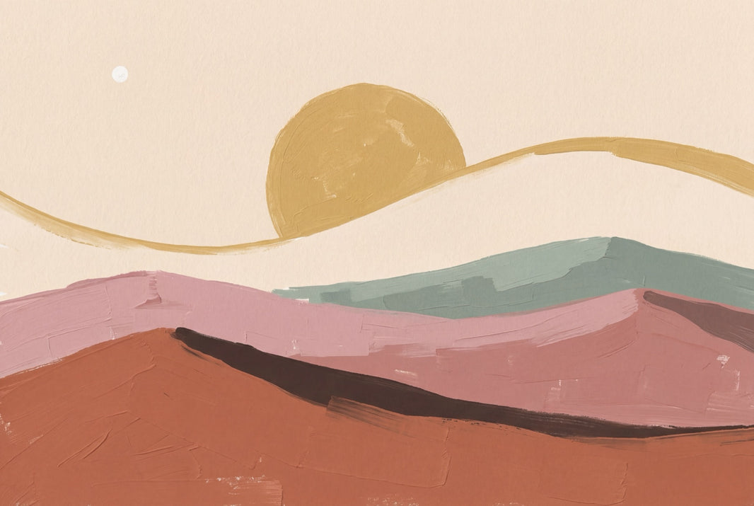 Abstract Landscape Wallpaper Minimalist Hills Removable Sunrise Wall Decor pattern artwork