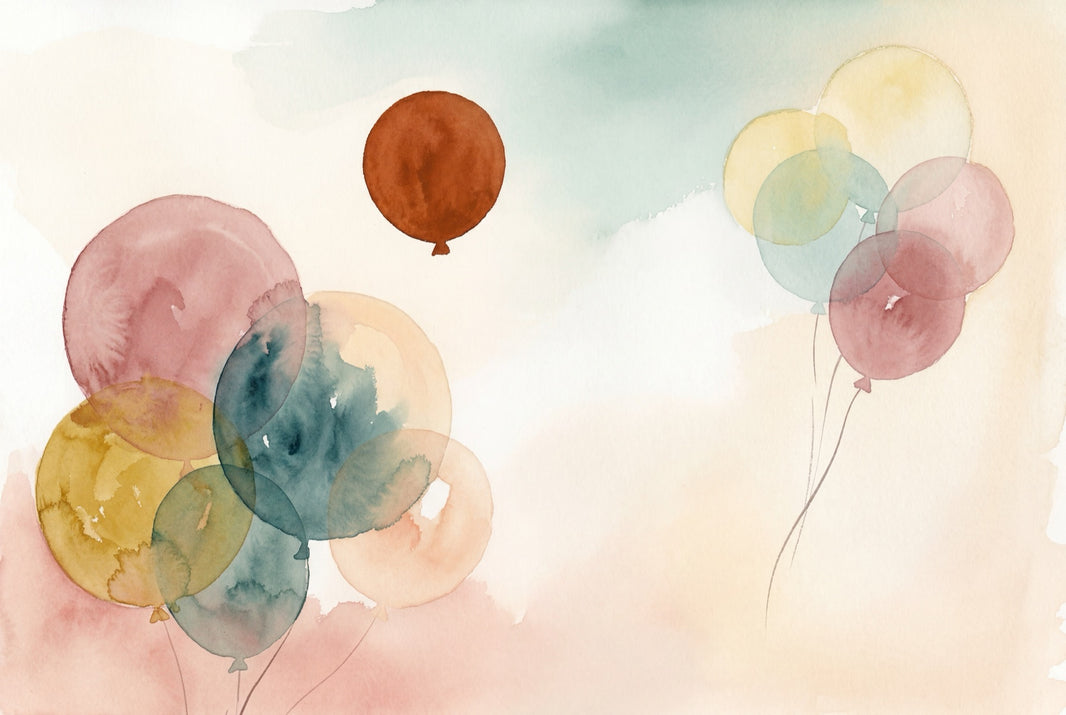 Watercolor Balloons Wallpaper Abstract Pastel Minimalist Nursery Removable Wall Decor pattern artwork