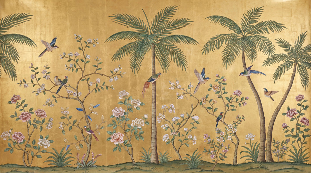 Tropical Birds Wallpaper Chinoiserie Palm Wall Mural pattern artwork