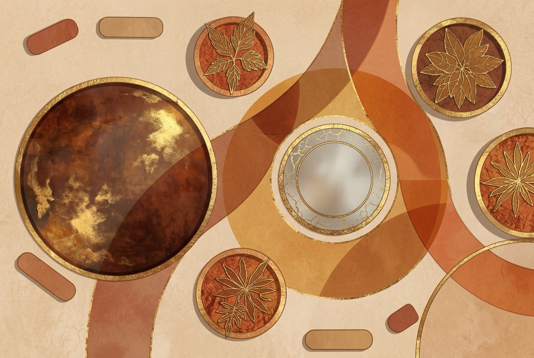 Abstract Geometric Wallpaper Gold Foil Accents Art Deco Inspired Wall Mural pattern artwork