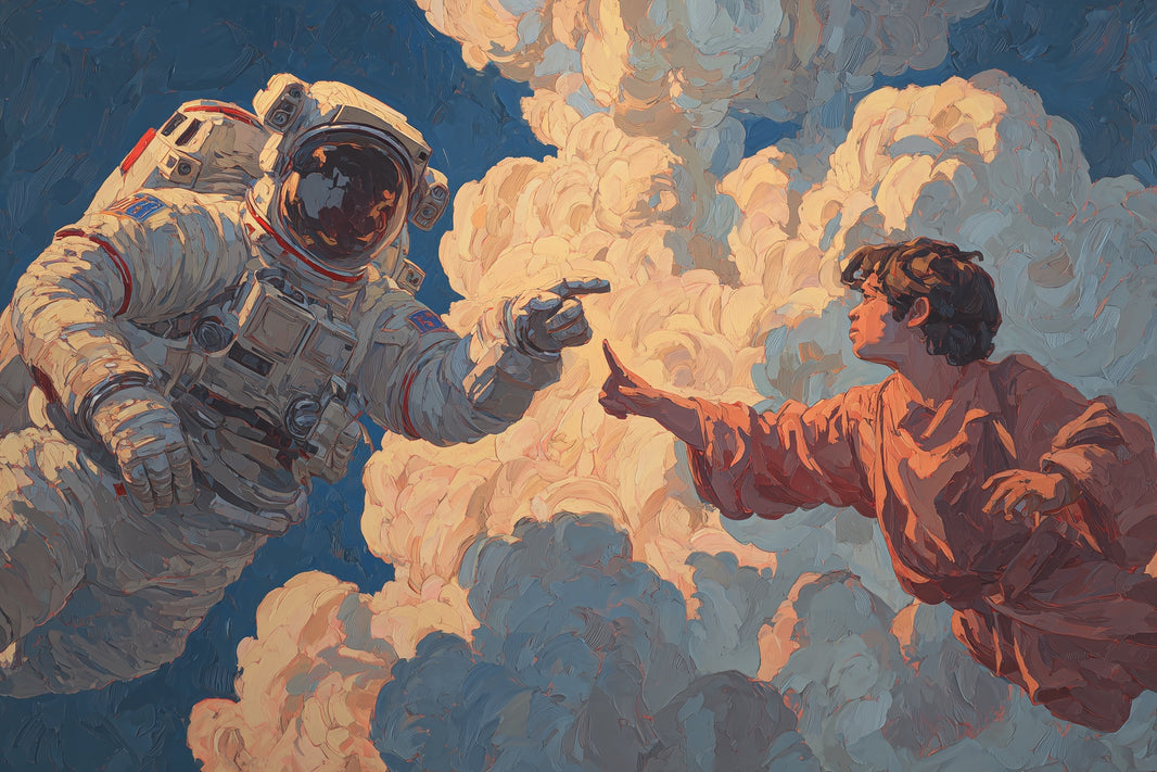 Astronaut Wallpaper Clouds Modern Wall Decor pattern artwork