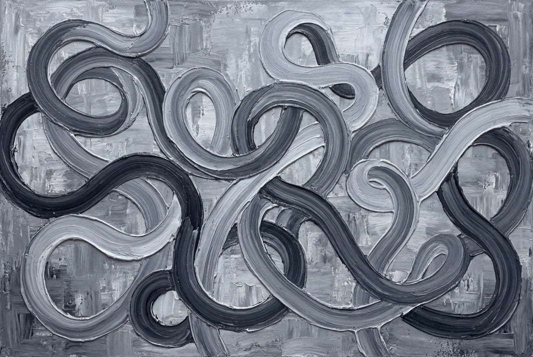 Looping Curves Wallpaper Abstract Removable Charcoal Wall Decor pattern artwork