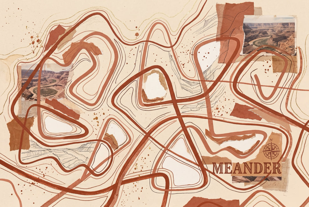 Abstract Topographic Lines Wallpaper Meandering Paths Removable Canyon Landscape Collage Wall Decor pattern artwork