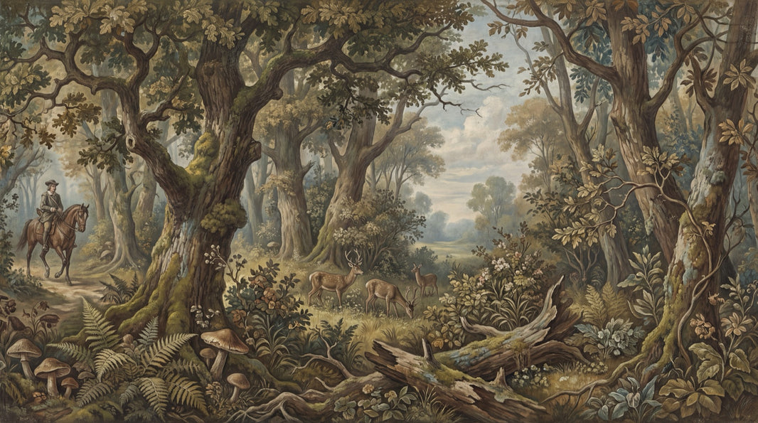 Forest Wallpaper Horseback Vintage Wall Decor pattern artwork
