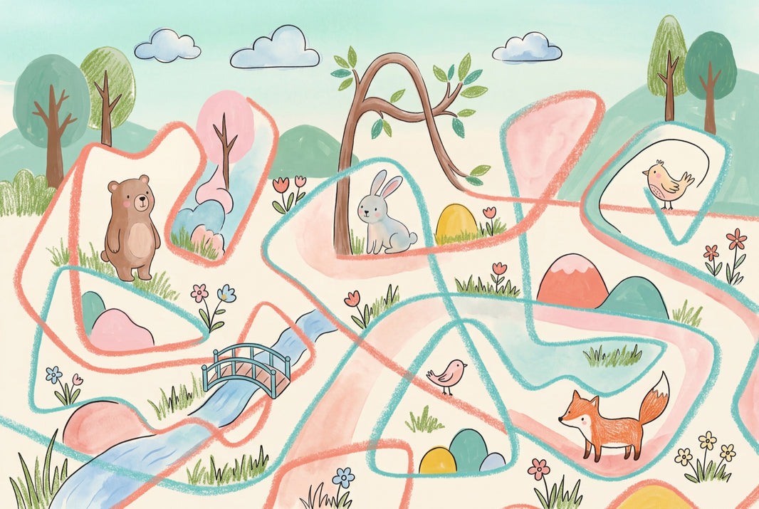 Woodland Animals Wallpaper Pastel Whimsical Removable Wall Decor pattern artwork