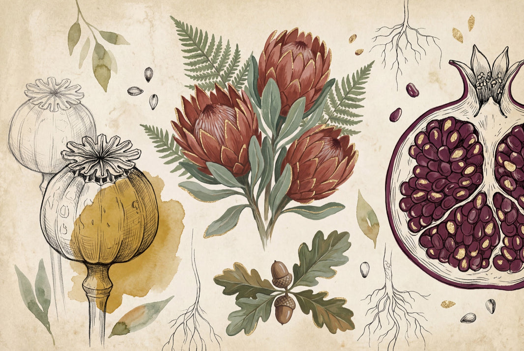 Vintage Botanical Wallpaper Floral Illustration Pomegranate Removable Wall Decor pattern artwork