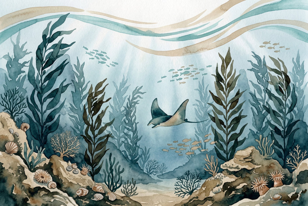 Underwater Wallpaper Ocean Watercolor Removable Wall Decor pattern artwork