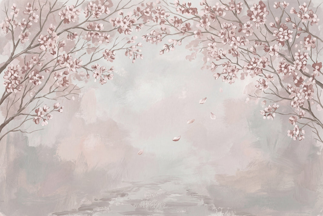 Cherry Blossoms Wallpaper Sakura Watercolor Removable Wall Decor pattern artwork