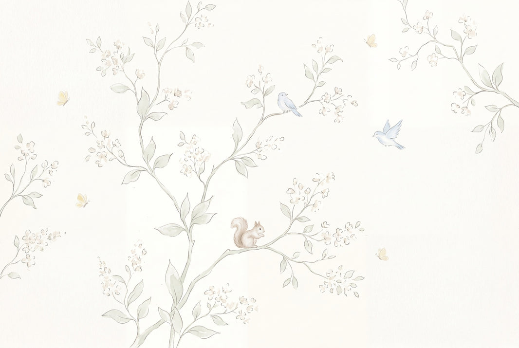 Floral Branches Wallpaper Blossom Tree Birds Removable Wall Decor pattern artwork