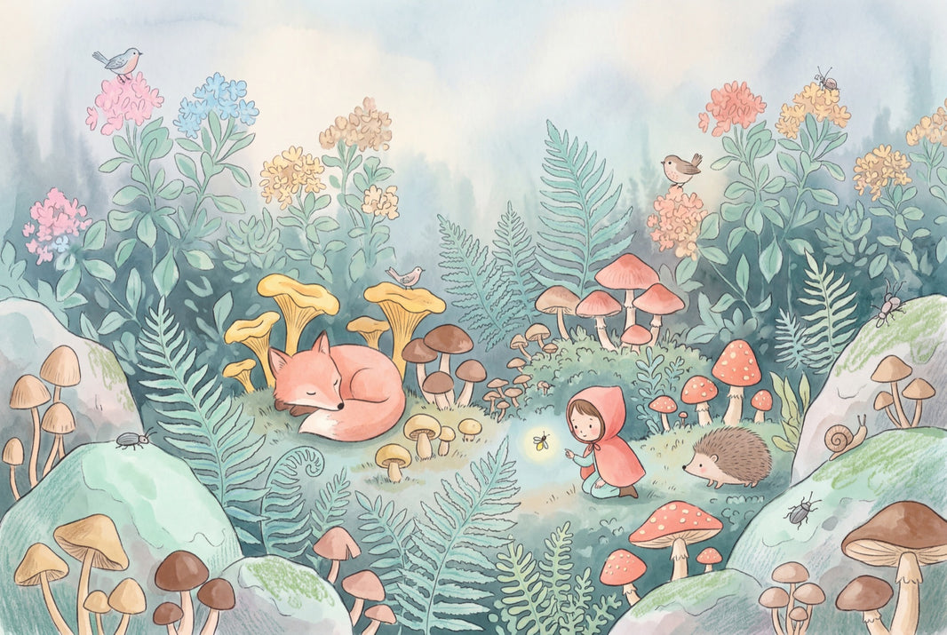 Woodland Wallpaper Forest Mushrooms Removable Wall Decor pattern artwork