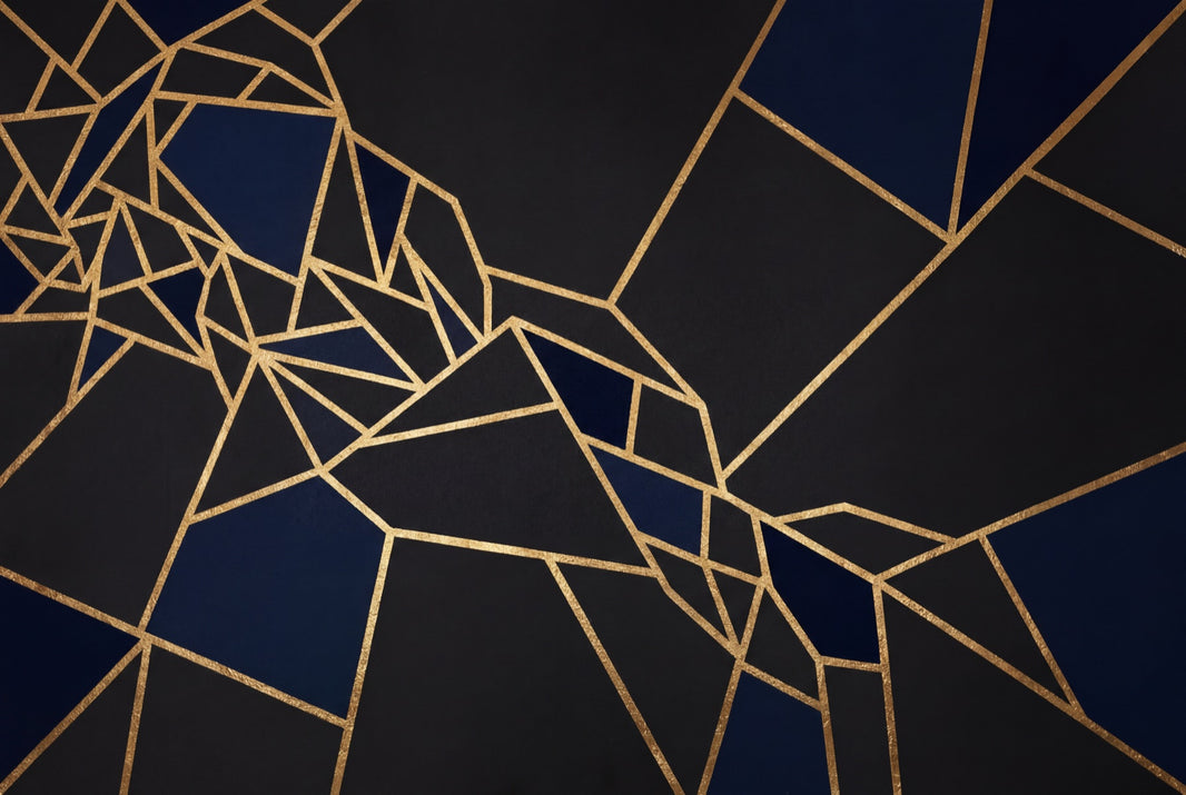 Faceted Mosaic Wallpaper Gold Lines Art Deco Removable Wall Decor pattern artwork