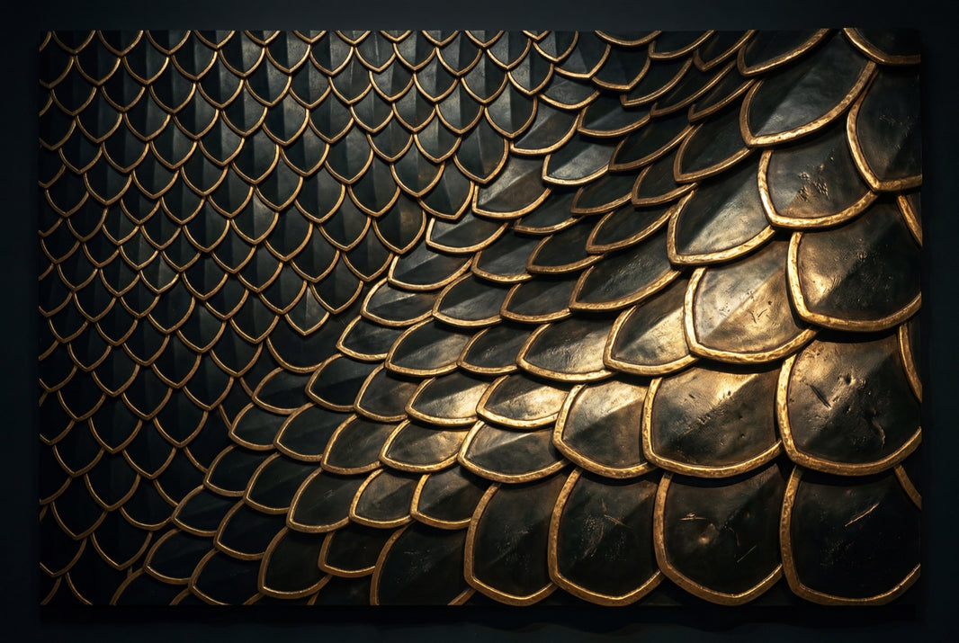 Metallic Scales Wallpaper Dragon Scale Art Deco Removable Wall Decor pattern artwork
