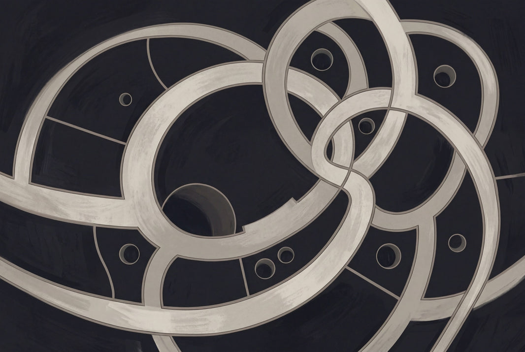 Geometric Rings Wallpaper Interlocking Circles Removable Black Background Wall Decor pattern artwork