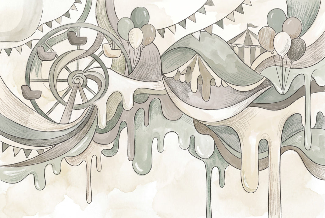 Watercolor Texture Wallpaper Circus Removable Ferris Wheel Wall Decor pattern artwork