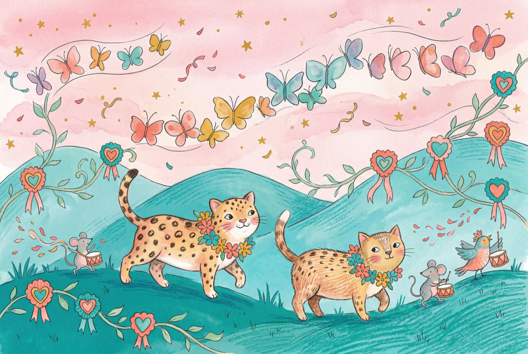 Whimsical Wallpaper Storybook Removable Cats Wall Decor pattern artwork
