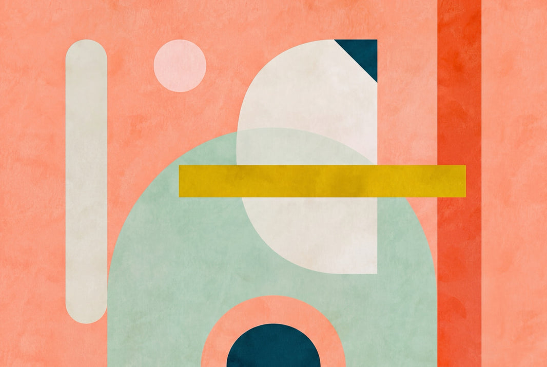 Mid Century Modern Wallpaper Geometric Shapes Abstract Wall Mural pattern artwork