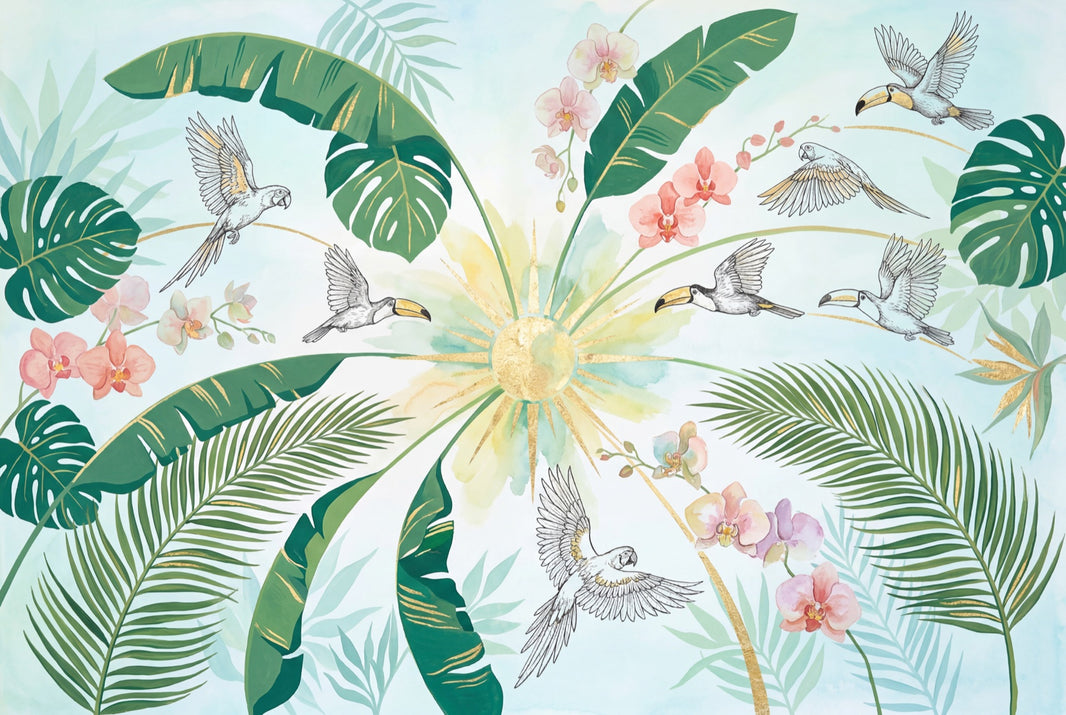 Tropical Birds Wallpaper Tropical Birds Removable Tropical Birds Wall Decor pattern artwork