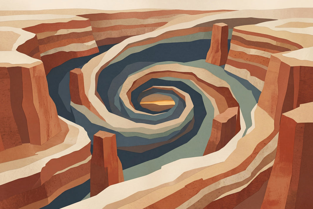 Desert Canyon Wallpaper Spiral Basin Removable Layered Strata Wall Decor pattern artwork