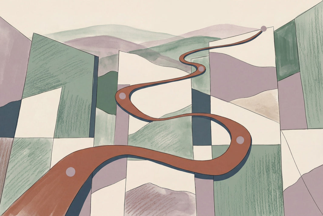 Watercolor Texture Wallpaper Winding Road Geometric Wall Mural pattern artwork