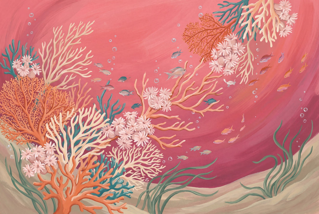Coral Reef Wallpaper Underwater Tropical Fish Removable Wall Decor pattern artwork