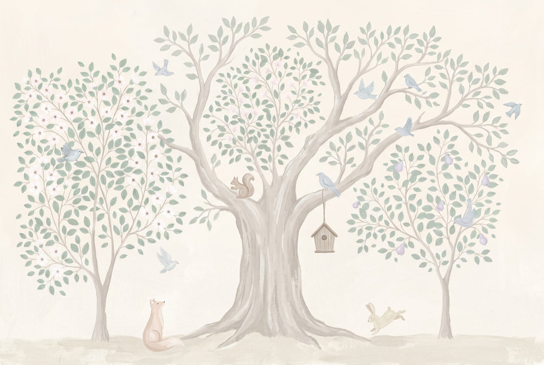 Woodland Wallpaper Tree Mural Watercolor Wall Mural pattern artwork