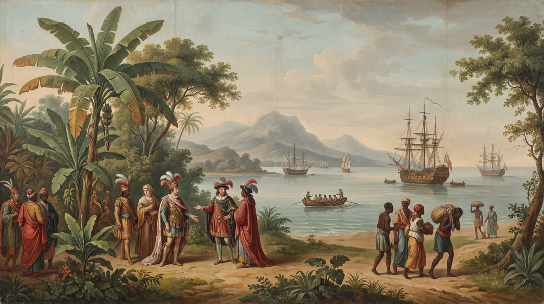 Historical Coastal Wallpaper Exploration Ships Wall Mural pattern artwork