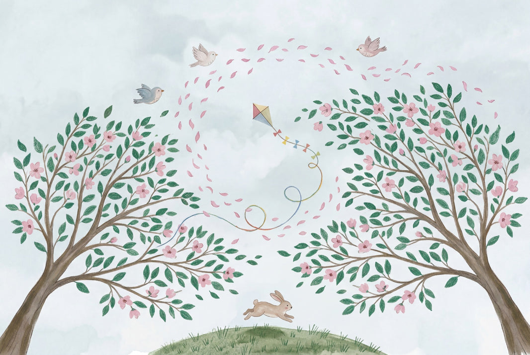 Cloudy Sky Wallpaper Pastel Nursery Springtime Wall Mural pattern artwork