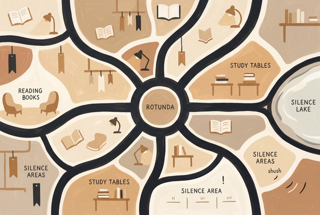 Library Map Wallpaper Study Zones Rotunda Wall Mural pattern artwork
