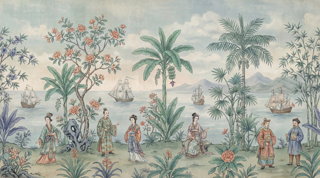 Cloudy Sky Wallpaper Elegant Chinoiserie Wall Mural pattern artwork