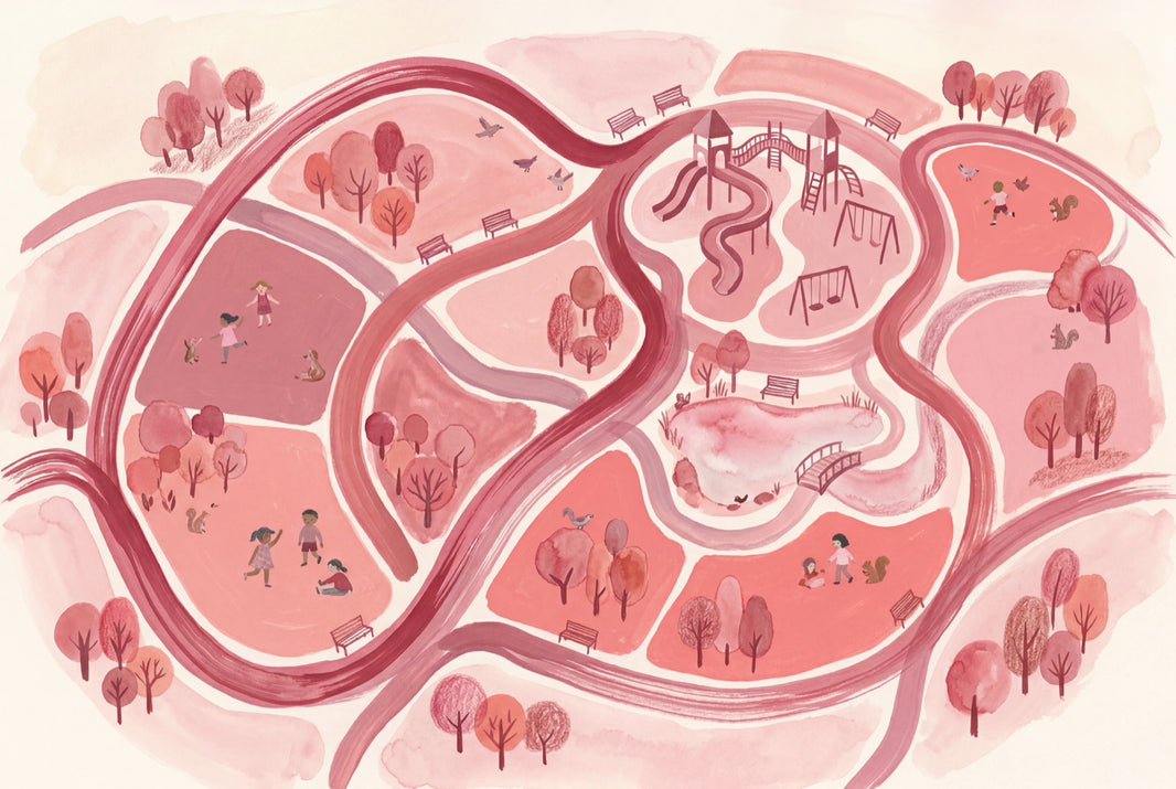 Park Map Wallpaper Playground Winding Paths Removable Wall Decor pattern artwork