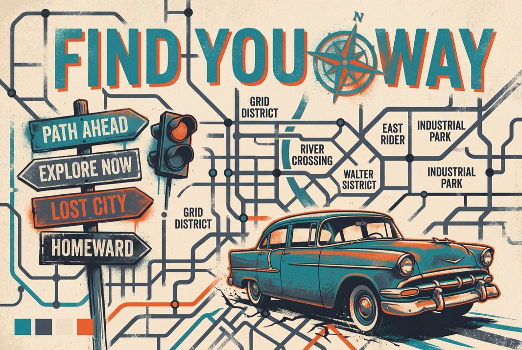 Vintage Travel Poster Wallpaper City Map Subway Grid Wall Mural pattern artwork