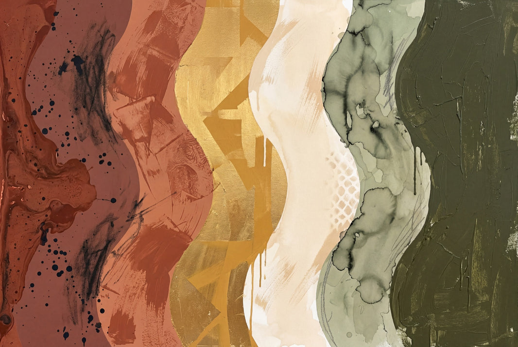 Wavy Vertical Bands Wallpaper Mixed Media Removable Earth Tones Wall Decor pattern artwork