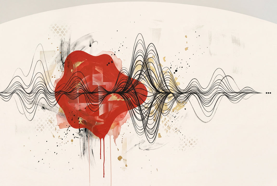 Abstract Heart Wallpaper Soundwave Lines Modern Mixed Media Removable Wall Decor pattern artwork