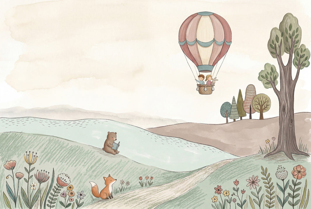 Hot Air Balloon Wallpaper Storybook Nursery Removable Wall Decor pattern artwork