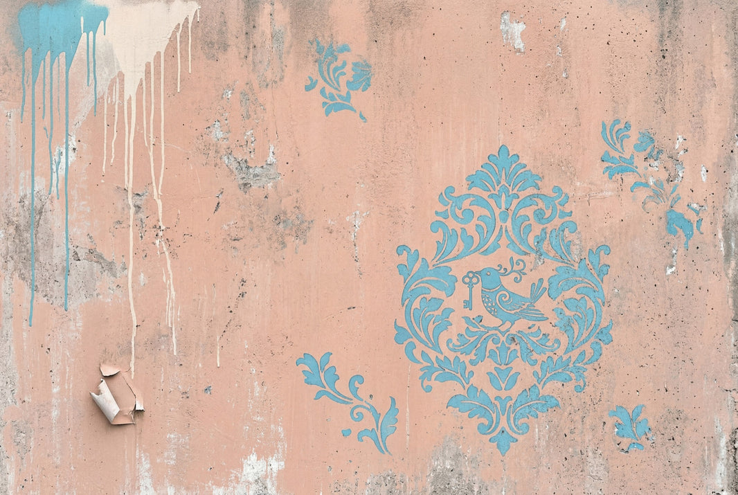 Vintage Wallpaper Distressed Removable Damask Stencil Wall Decor pattern artwork